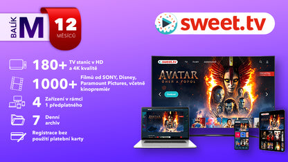 Sweet.tv – Balíček M na 12 měsíců